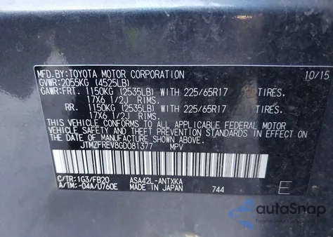 2016 Toyota Rav4 Le z USA, uszkodzony, nr VIN JTMZFREV8GD081377